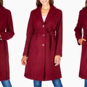 Elegant Women's Burgundy Belted Blazer